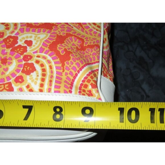 COACH Vintage Red & White Paisley Print Canvas & Leather Tote & white wristlet - Picture 15 of 16